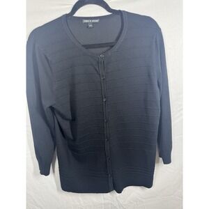 Cable & Gauge black button-front cardigan sweater Size Large
